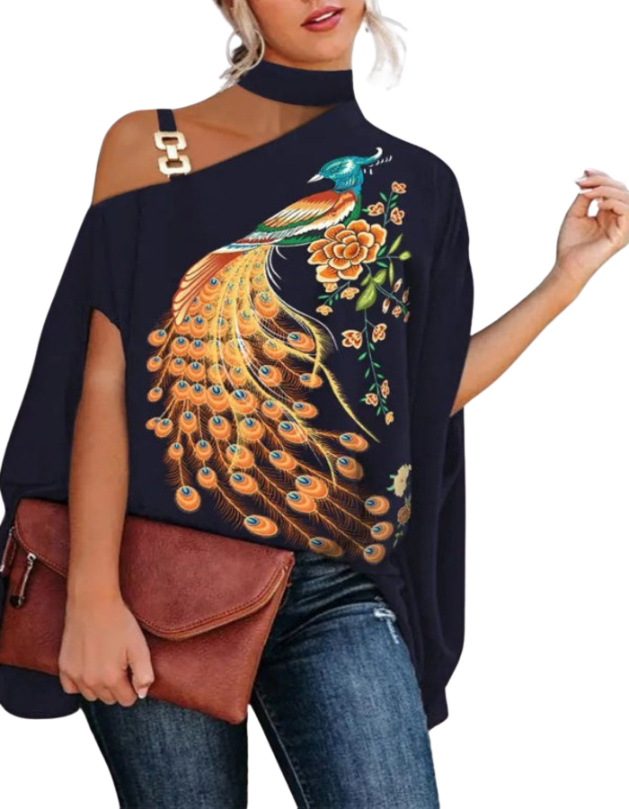 SHOPIQAT Halter Neck Dolman Sleeve Print Shirt Ladies Shirt Women's Clothing - Premium  from shopiqat - Just $7.200! Shop now at shopiqat