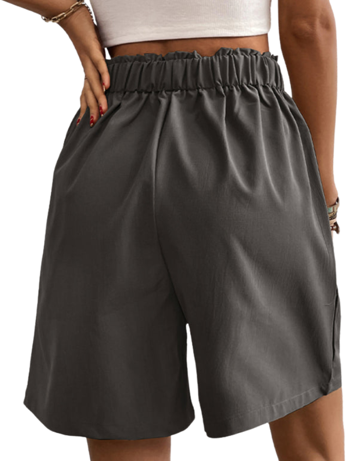 SHOPIQAT Women's High-Waisted Loose 2-Nutton Shorts - Premium  from shopiqat - Just $8.100! Shop now at shopiqat