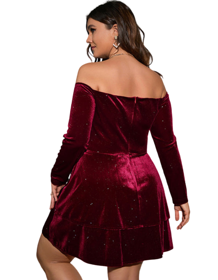 SHOPIQAT Plus Size Deep V Waist Velvet Ball Gown Dress - Premium  from shopiqat - Just $14.500! Shop now at shopiqat