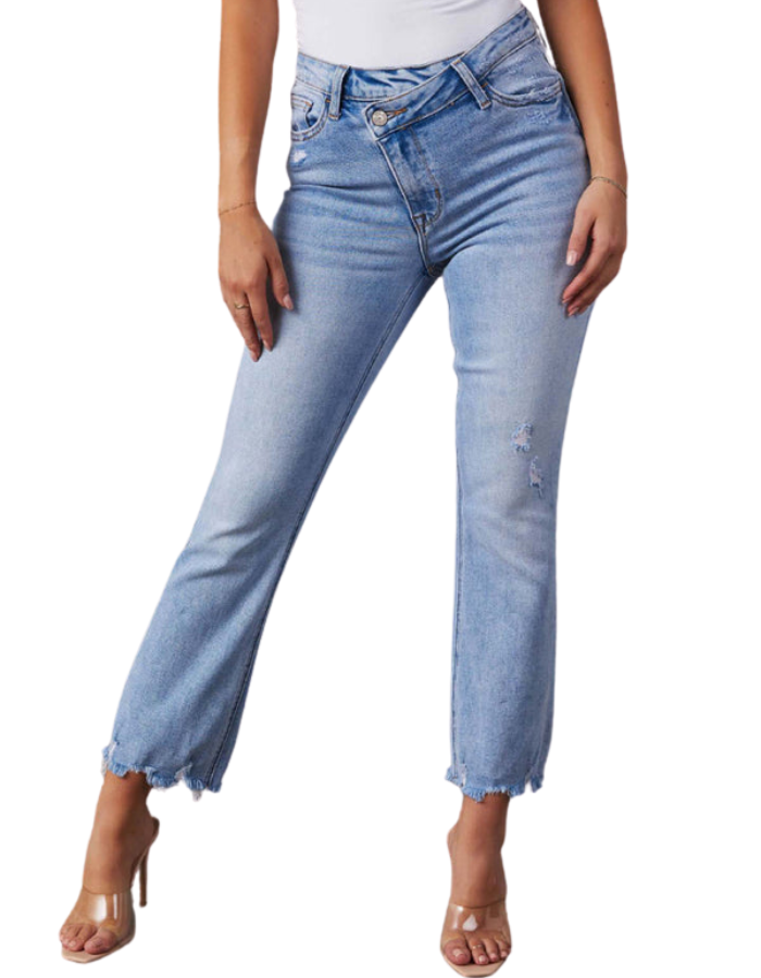 SHOPIQAT Women's New Style Simple Ripped Light Colour Casual Jeans - Premium  from kakaclo - Just $11.300! Shop now at shopiqat
