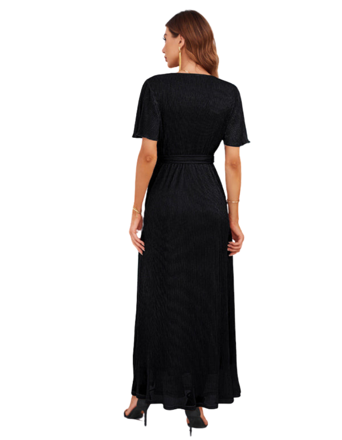 SHOPIQAT Feminine and Elegant Sparkling V-Neck Strappy Dress - Premium Dresses from shopiqat - Just $19.500! Shop now at shopiqat