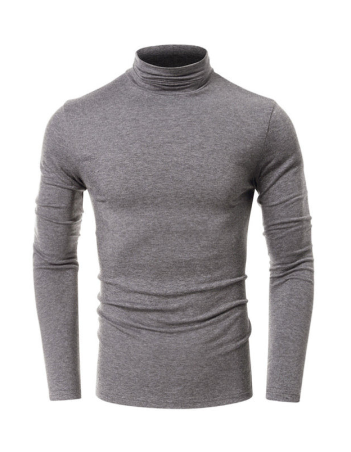 SHOPIQAT Men's Long-Sleeved Solid Colour Turtleneck Bottoming T-Shirt - Premium  from shopiqat - Just $8.800! Shop now at shopiqat