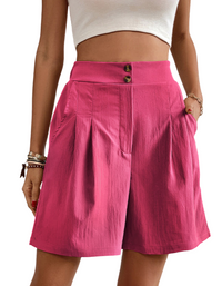 SHOPIQAT Women's High-Waisted Loose 2-Nutton Shorts - Premium  from shopiqat - Just $8.100! Shop now at shopiqat