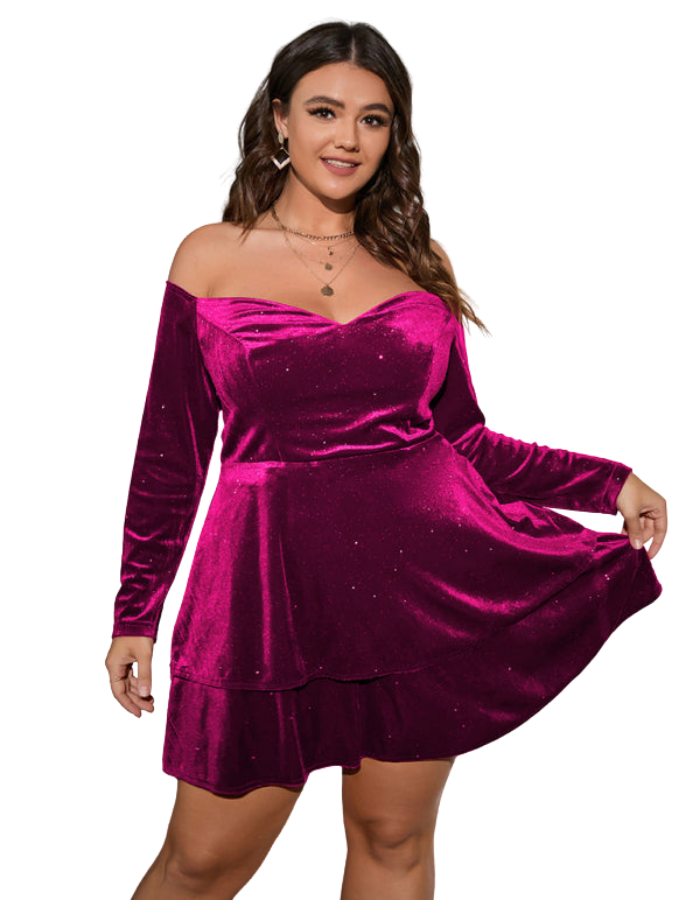 SHOPIQAT Plus Size Deep V Waist Velvet Ball Gown Dress - Premium  from shopiqat - Just $14.500! Shop now at shopiqat
