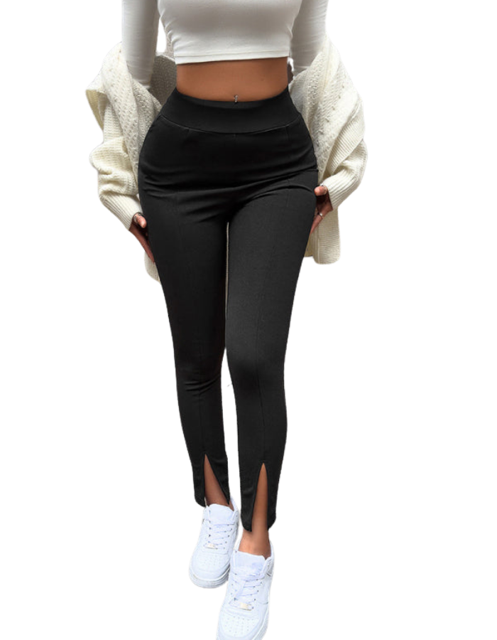 SHOPIQAT Women's New Casual Solid Colour Slim Fit Front Slit Leggings - Premium  from shopiqat - Just $7.250! Shop now at shopiqat