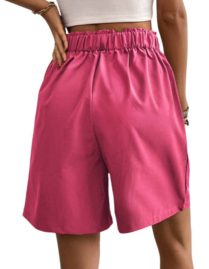 SHOPIQAT Women's High-Waisted Loose 2-Nutton Shorts - Premium  from shopiqat - Just $8.100! Shop now at shopiqat