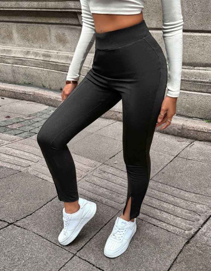 SHOPIQAT Women's New Casual Solid Colour Slim Fit Front Slit Leggings - Premium  from shopiqat - Just $7.250! Shop now at shopiqat