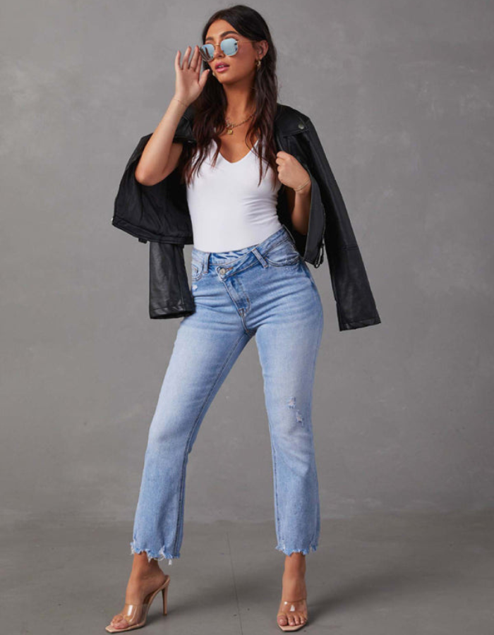 SHOPIQAT Women's New Style Simple Ripped Light Colour Casual Jeans - Premium  from kakaclo - Just $11.300! Shop now at shopiqat