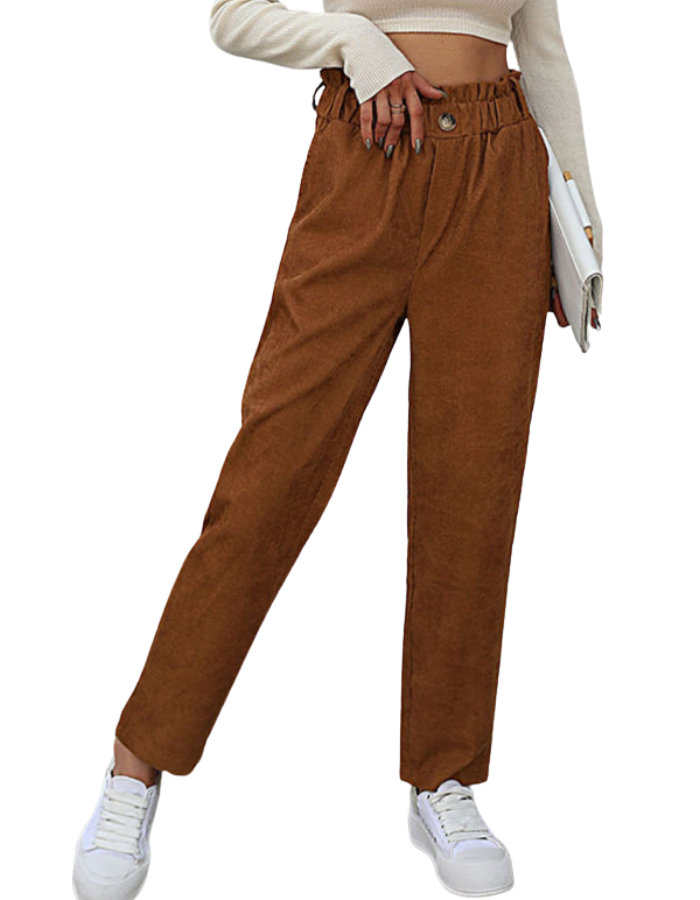 SHOPIQAT New Casual Elastic Nine-Point Corduroy Straight Pants - Premium  from shopiqat - Just $9.800! Shop now at shopiqat