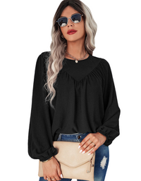 SHOPIQAT Women's Casual Loose Round Neck Solid Color Pullover Shirt - Premium  from shopiqat - Just $7.800! Shop now at shopiqat