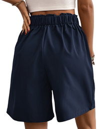 SHOPIQAT Women's High-Waisted Loose 2-Nutton Shorts