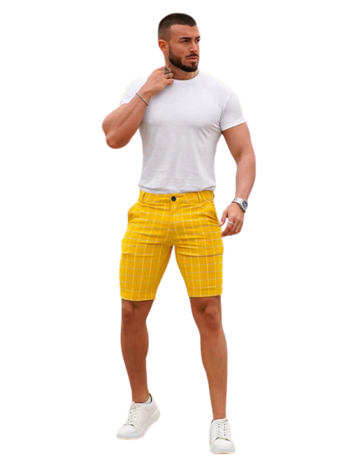 SHOPIQAT Men's Skinny Plaid Plus Size Casual Shorts - Premium  from shopiqat - Just $7.200! Shop now at shopiqat