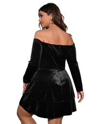 SHOPIQAT Plus Size Deep V Waist Velvet Ball Gown Dress - Premium  from shopiqat - Just $14.500! Shop now at shopiqat