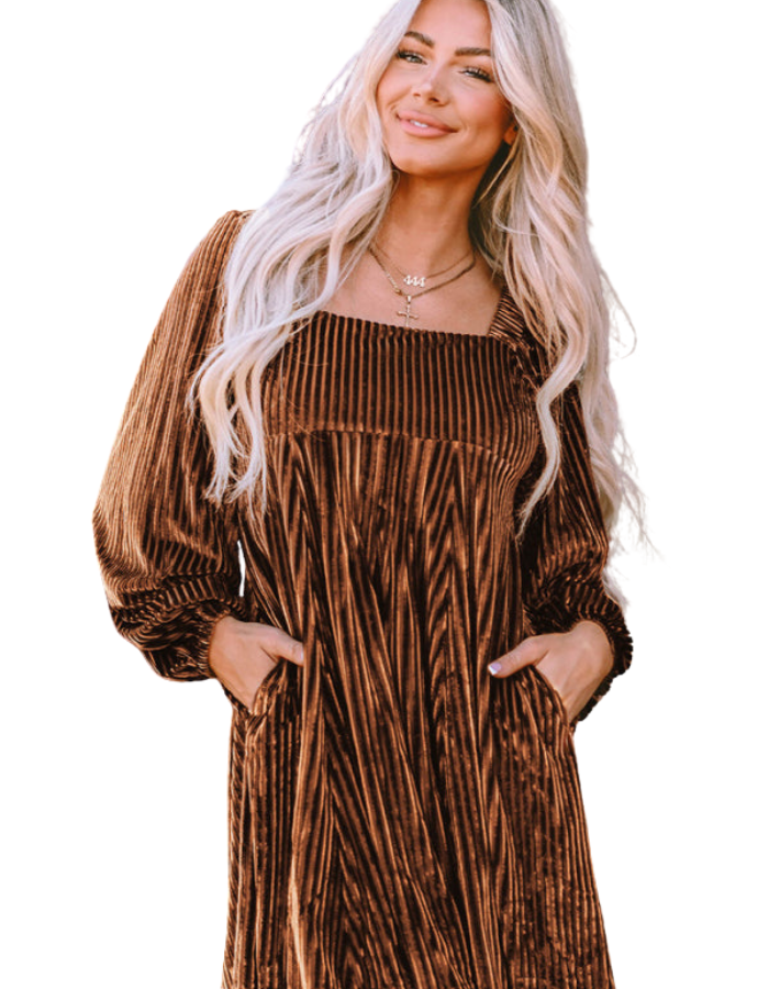 SHOPIQAT Women's Velvet Elegant Loose Long Sleeve Dress - Premium  from shopiqat - Just $12.200! Shop now at shopiqat