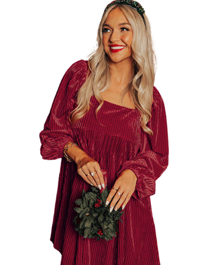 SHOPIQAT Women's Velvet Elegant Loose Long Sleeve Dress - Premium  from shopiqat - Just $12.200! Shop now at shopiqat