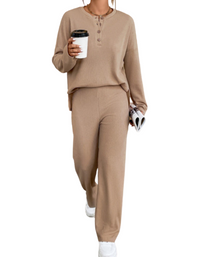 SHOPIQAT Women's Casual Round Neck Pullover Sweatshirt and Trousers Two-Piece Set - Premium  from shopiqat - Just $12.950! Shop now at shopiqat