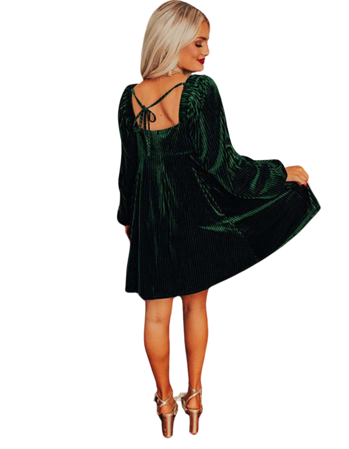 SHOPIQAT Women's Velvet Elegant Loose Long Sleeve Dress - Premium  from shopiqat - Just $12.200! Shop now at shopiqat