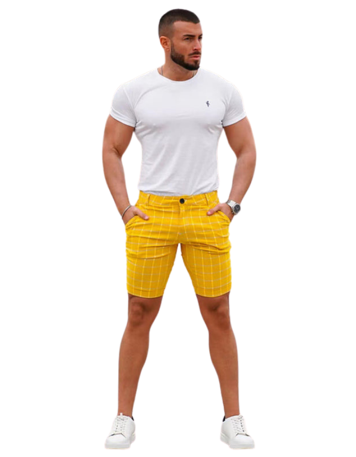 SHOPIQAT Men's Skinny Plaid Plus Size Casual Shorts - Premium  from shopiqat - Just $7.200! Shop now at shopiqat