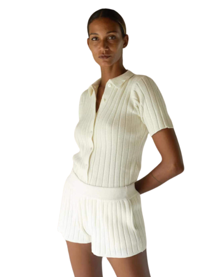 SHOPIQAT Lapel Knitted Short-Sleeved Cardigan Thin Shorts Set - Premium  from shopiqat - Just $12.750! Shop now at shopiqat