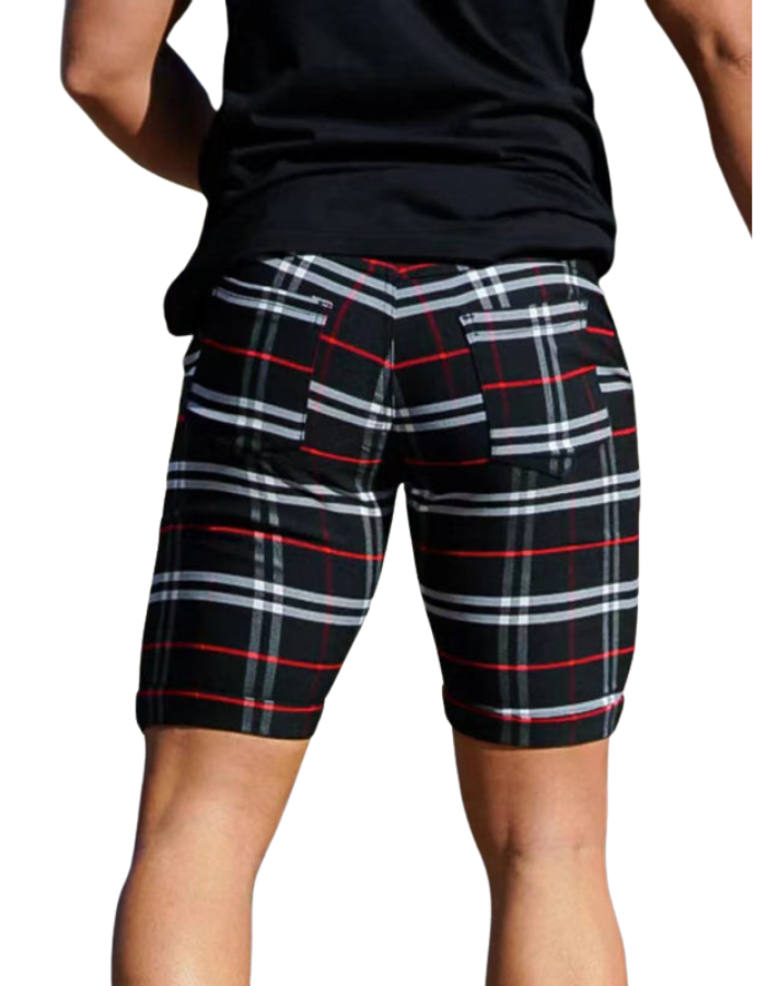 SHOPIQAT Men's Skinny Plaid Plus Size Casual Shorts - Premium  from shopiqat - Just $7.200! Shop now at shopiqat