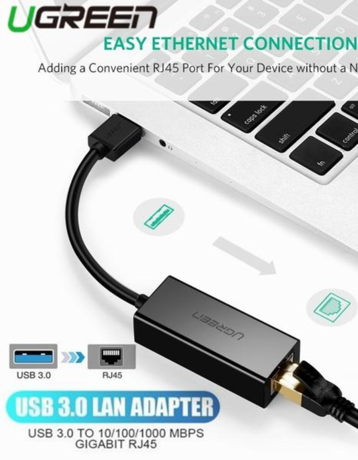 Ugreen USB 3.0 Gigabit Ethernet Adapter - Black