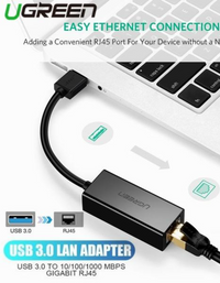 Ugreen USB 3.0 Gigabit Ethernet Adapter - Black