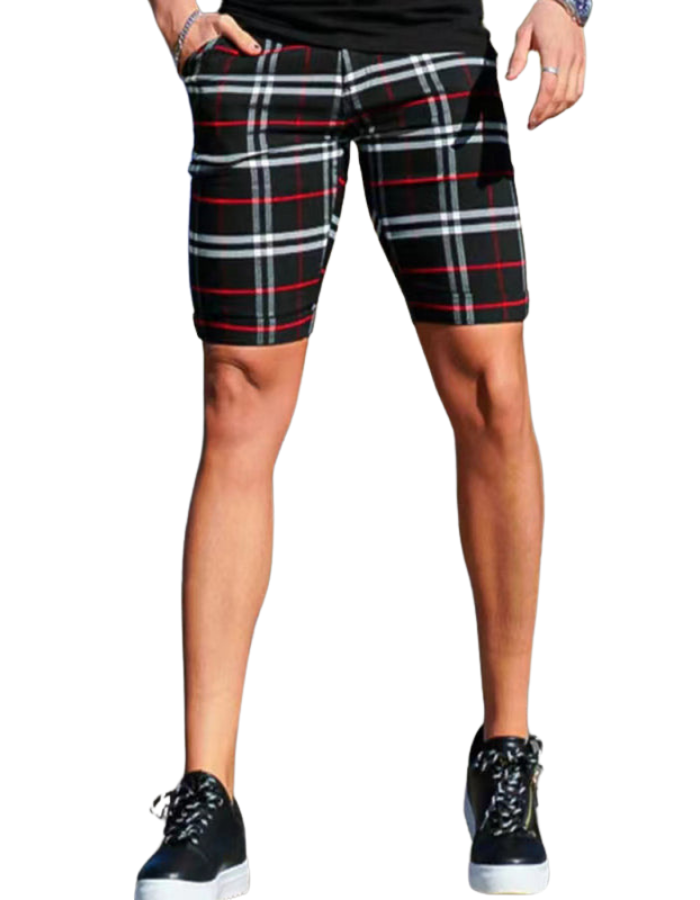 SHOPIQAT Men's Skinny Plaid Plus Size Casual Shorts - Premium  from shopiqat - Just $7.200! Shop now at shopiqat