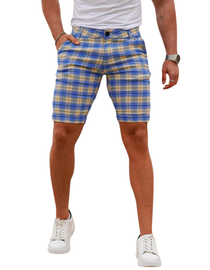 SHOPIQAT Men's Skinny Plaid Plus Size Casual Shorts - Premium  from shopiqat - Just $7.200! Shop now at shopiqat