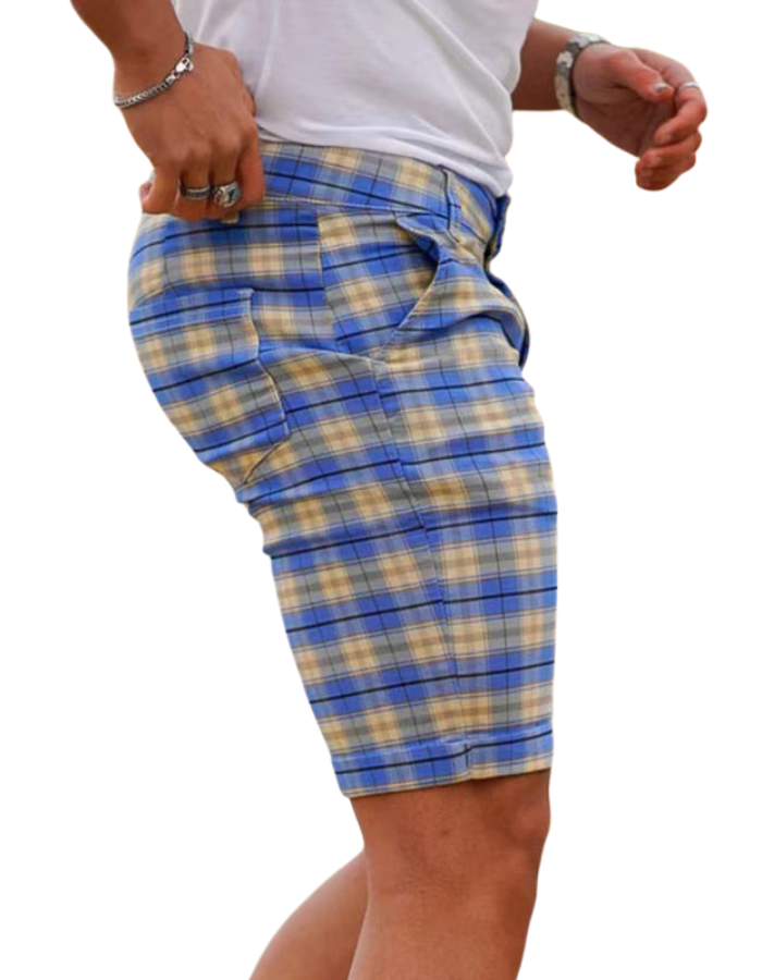 SHOPIQAT Men's Skinny Plaid Plus Size Casual Shorts - Premium  from shopiqat - Just $7.200! Shop now at shopiqat