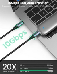 Ugreen USB-C 3.1 M/M Gen 2 5A Cable with Braided 1M - Black