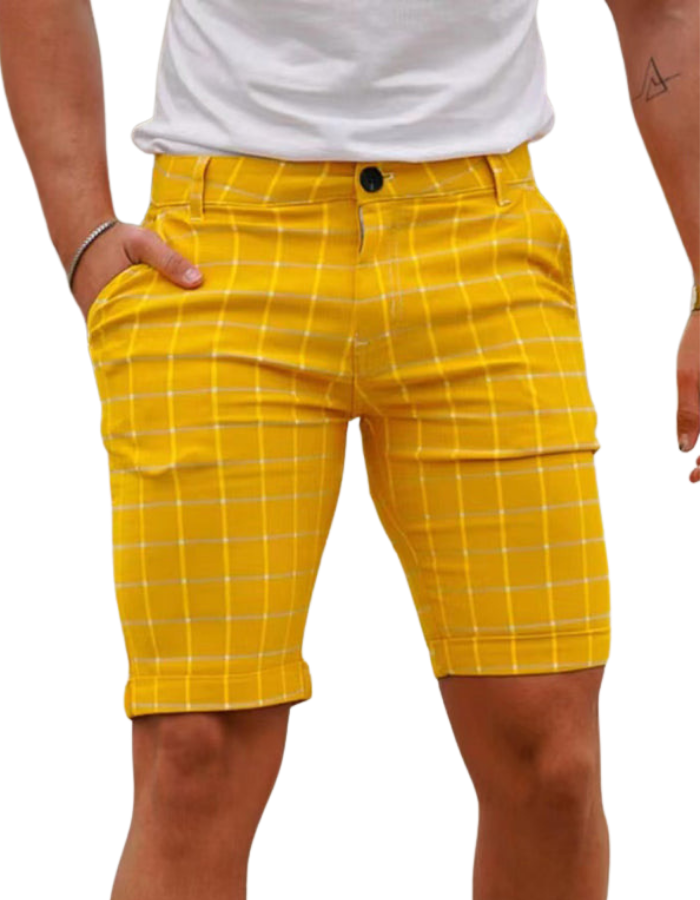 SHOPIQAT Men's Skinny Plaid Plus Size Casual Shorts - Premium  from shopiqat - Just $7.200! Shop now at shopiqat