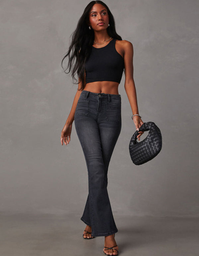 SHOPIQAT Women's Retro Washed High Waist Slimming Stretch Micro Flared Jeans - Premium  from shopiqat - Just $12.950! Shop now at shopiqat