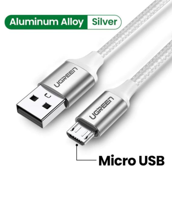 Ugreen USB A to Micro Aluminum Braid 1M - White