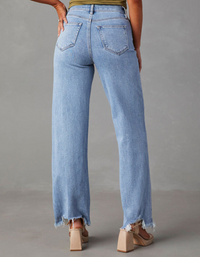 SHOPIQAT Ladies' Loose Casual Fashion Simple Tassel Straight Jeans - Premium  from shopiqat - Just $12.100! Shop now at shopiqat