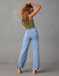 SHOPIQAT Ladies' Loose Casual Fashion Simple Tassel Straight Jeans - Premium  from shopiqat - Just $12.100! Shop now at shopiqat
