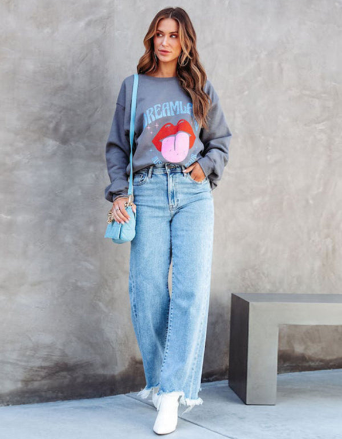 SHOPIQAT Ladies' Loose Casual Fashion Simple Tassel Straight Jeans - Premium  from shopiqat - Just $12.100! Shop now at shopiqat