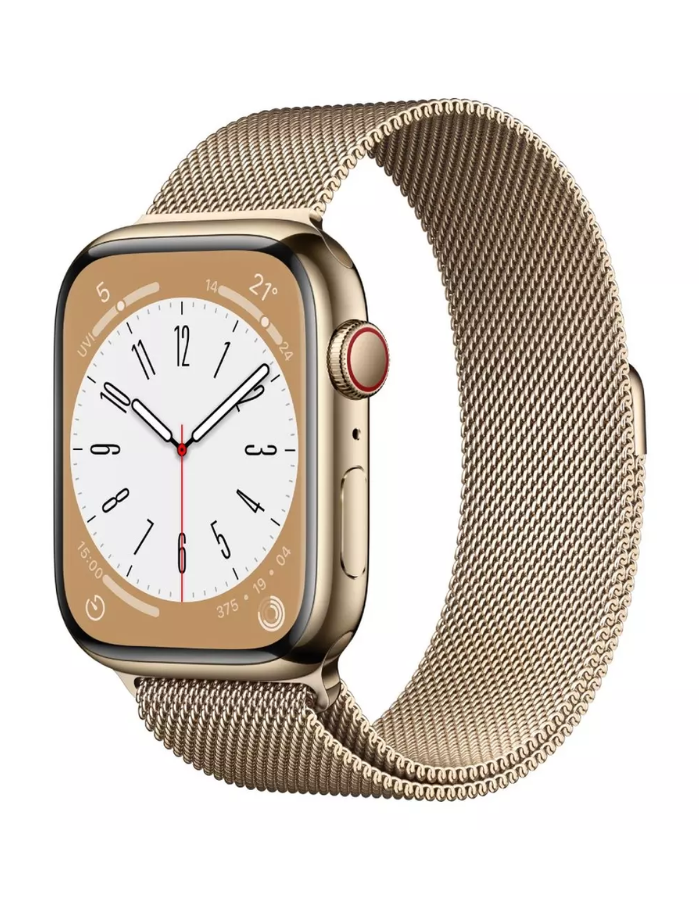 Apple Watch Series 8 GPS + Cellular 41mm Gold Stainless Steel Case with Gold Milanese Loop