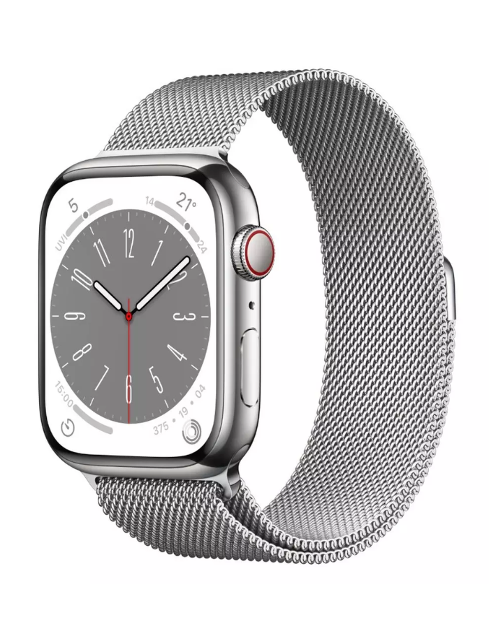 Apple Watch Series 8 GPS + Cellular 41mm Silver Stainless Steel Case with Silver Milanese Loop