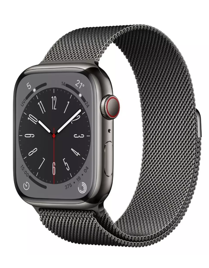 Apple Watch Series 8 GPS + Cellular 45mm Graphite Stainless Steel Case with Graphite Milanese Loop