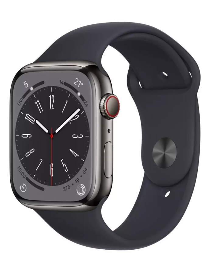 Apple Watch Series 8 GPS + Cellular 45mm Graphite Stainless Steel Case with Midnight Sport Band - Regular