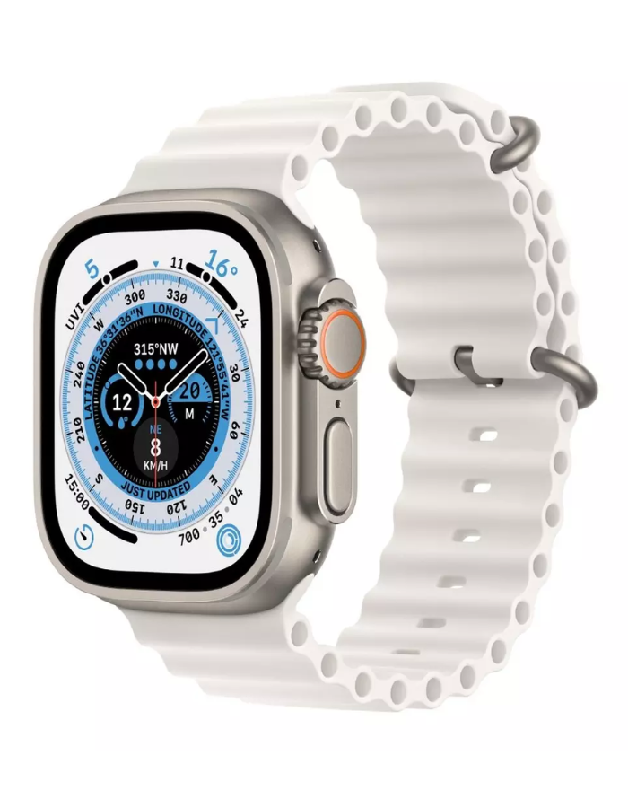 Apple Watch Ultra GPS + Cellular, 49mm Titanium Case with White Ocean Band