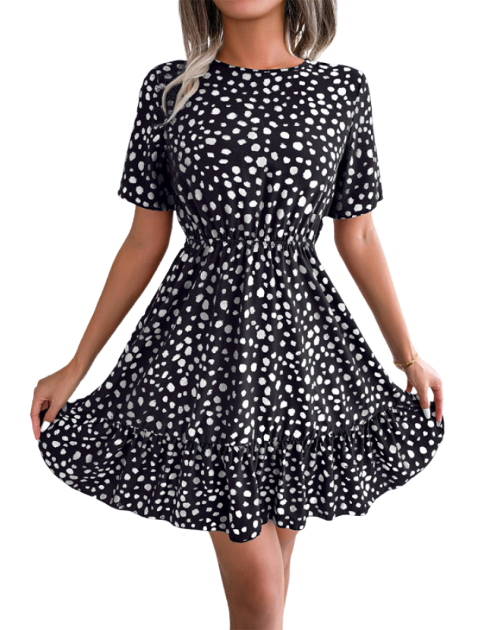 SHOPIQAT New Casual Polka Dot Waist Ruffled Dress - Premium  from shopiqat - Just $7.250! Shop now at shopiqat