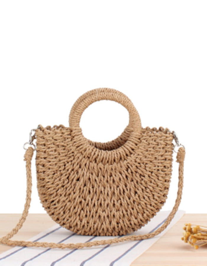 SHOPIQAT Half Round Straw Woven Beach ,Holiday Women's Bag - Premium  from shopiqat - Just $7.900! Shop now at shopiqat