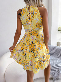 SHOPIQAT Women's Elegant Lace-Up Ruffled Floral Dress - Premium  from shopiqat - Just $7! Shop now at shopiqat