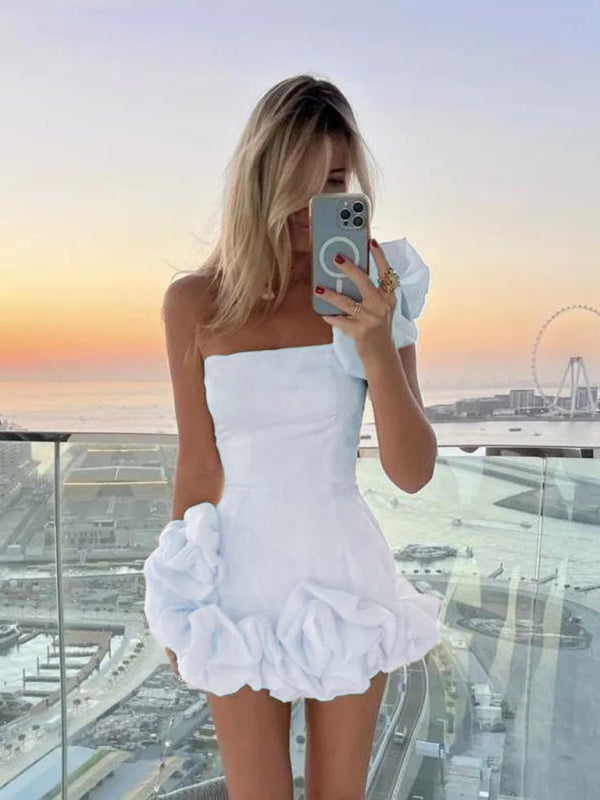 SHOPIQAT Women's Dress Ruffled Bud Waist Slim Dress One Shoulder Tube Top Package Hip Skirt - Premium  from shopiqat - Just $11.150! Shop now at shopiqat