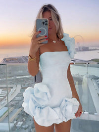 SHOPIQAT Women's Dress Ruffled Bud Waist Slim Dress One Shoulder Tube Top Package Hip Skirt - Premium  from shopiqat - Just $11.150! Shop now at shopiqat