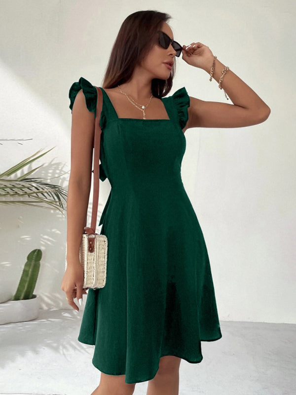 SHOPIQAT New Pastoral Style Suspenders, Sweet Short Skirt, Temperament Commuting Holiday Beach Dress - Premium  from shopiqat - Just $7.650! Shop now at shopiqat