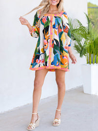SHOPIQAT New Women's Fresh and Sweet Printed Long Skirt Three-Quarter Sleeve A-Line Skirt - Premium  from shopiqat - Just $9.300! Shop now at shopiqat
