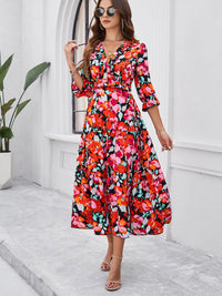 SHOPIQAT Spring and Summer New Holiday Casual Printed V-Neck Slit Dress - Premium  from shopiqat - Just $10.100! Shop now at shopiqat