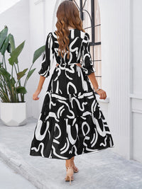 SHOPIQAT Spring and Summer New Holiday Casual Printed V-Neck Slit Dress - Premium  from shopiqat - Just $10.100! Shop now at shopiqat